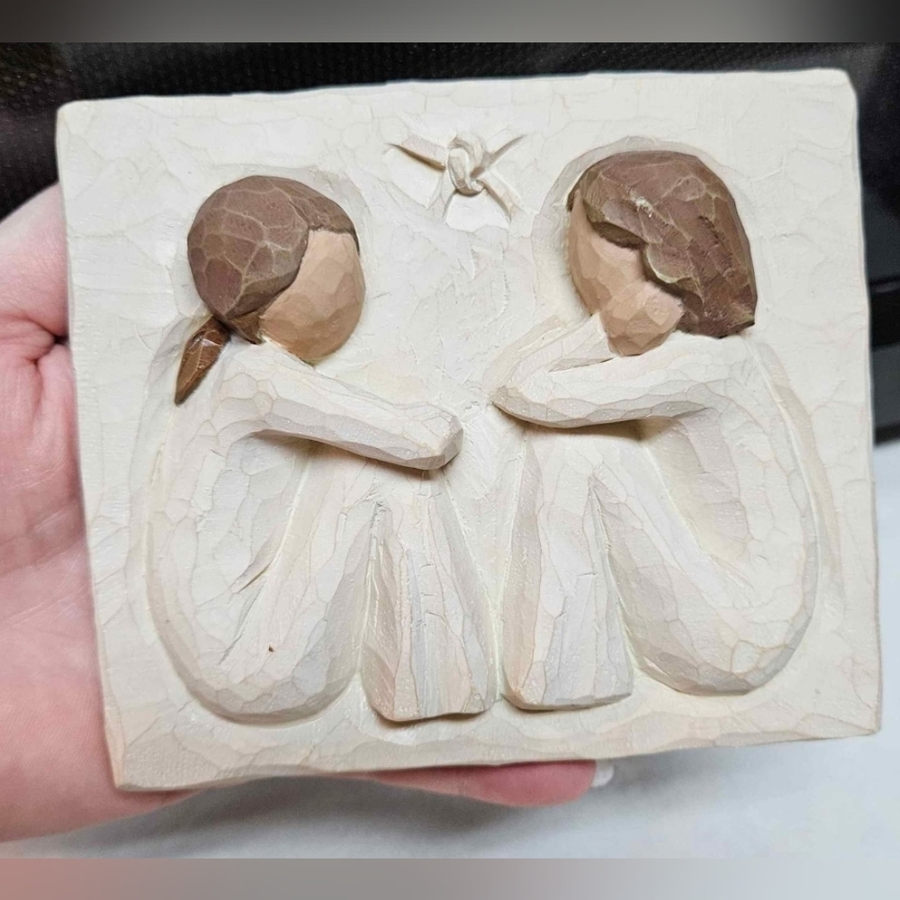 Willow Tree Friendship Plaque Sculpted Hand Painted 4.75x4x5"